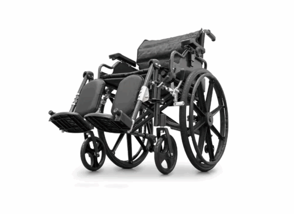 Fauteuil roulant pliable en aluminium avec repose pieds