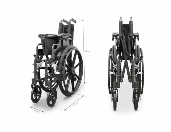 Fauteuil roulant pliable en Aluminium - Dimensions plié
