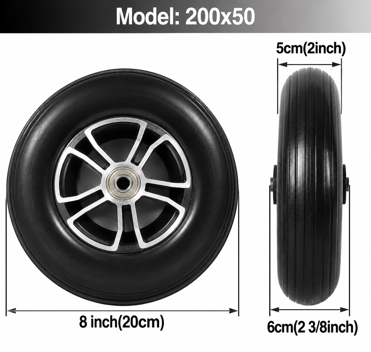 Roue Solide 8 Pouces pour Fauteuil Roulant Électrique